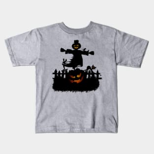 Funny Halloween design, pumpkin, cat and crows Kids T-Shirt